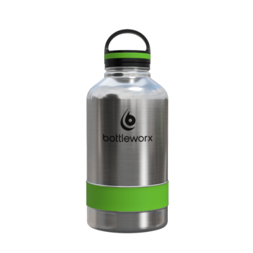 64 oz Insulated Bottle - the Growler with customizable options in steel, white, or black, featuring a loop lid and various accent colors