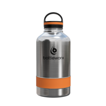 64 oz Insulated Bottle - the Growler with customizable options in steel, white, or black, featuring a loop lid and various accent colors