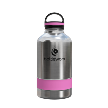 64 oz Insulated Bottle - the Growler with customizable options in steel, white, or black, featuring a loop lid and various accent colors