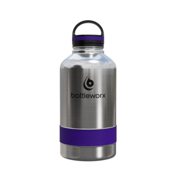64 oz Insulated Bottle - the Growler with customizable options in steel, white, or black, featuring a loop lid and various accent colors
