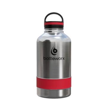 64 oz Insulated Bottle - the Growler with customizable options in steel, white, or black, featuring a loop lid and various accent colors