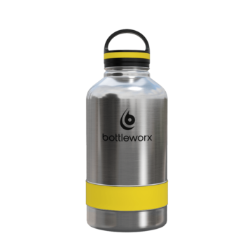64 oz Insulated Bottle - the Growler with customizable options in steel, white, or black, featuring a loop lid and various accent colors