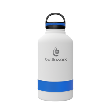 64 oz Insulated Bottle - the Growler with customizable options in steel, white, or black, featuring a loop lid and various accent colors