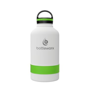 64 oz Insulated Bottle - the Growler with customizable options in steel, white, or black, featuring a loop lid and various accent colors