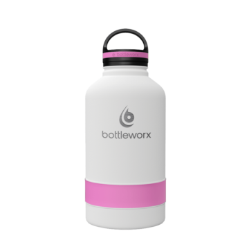 64 oz Insulated Bottle - the Growler with customizable options in steel, white, or black, featuring a loop lid and various accent colors