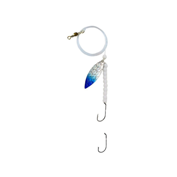 Willow Leaf Scale Spinners from Kenzaroo Pro Tackle, premium fishing lures with scale-patterned blades for bass, walleye, and pike fishing