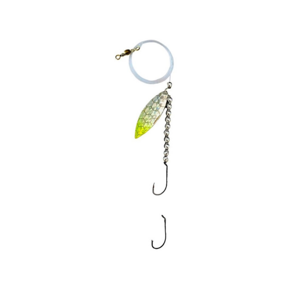 Willow Leaf Scale Spinners from Kenzaroo Pro Tackle, premium fishing lures with scale-patterned blades for bass, walleye, and pike fishing