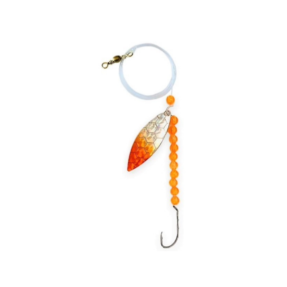 Willow Leaf Scale Spinners from Kenzaroo Pro Tackle, premium fishing lures with scale-patterned blades for bass, walleye, and pike fishing