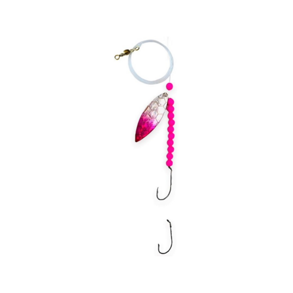 Willow Leaf Scale Spinners from Kenzaroo Pro Tackle, premium fishing lures with scale-patterned blades for bass, walleye, and pike fishing