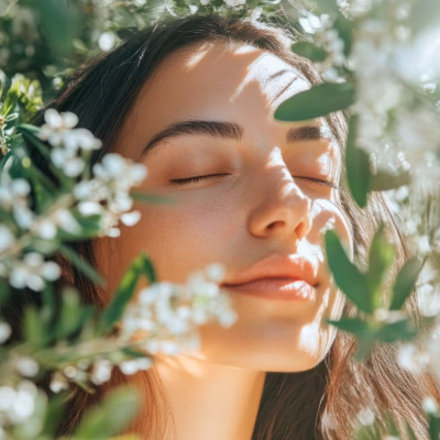 Woman Relaxing in Nature, Representing Holistic Therapy and Life Coaching