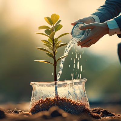 A Person Watering a Young Plant, Symbolizing Growth and Personal Development
