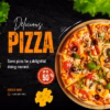 A professionally designed pizza flyer promoting a discount offer, with vibrant colors and bold text by Break Point Design.